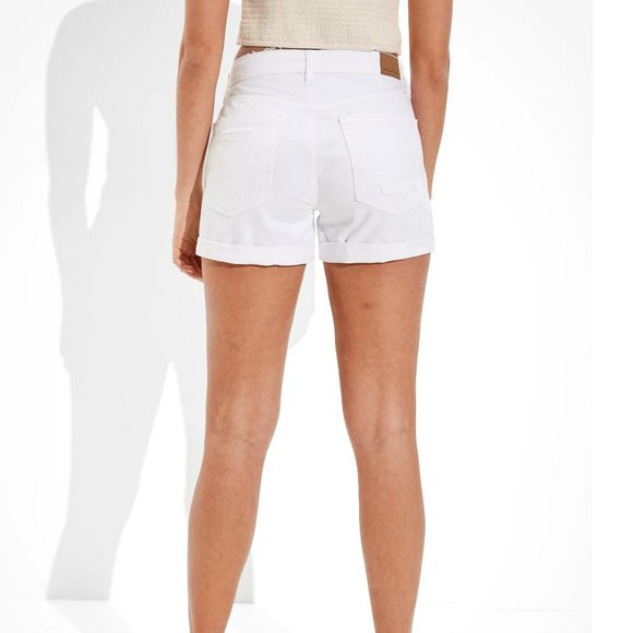 AE Low-Rise Denim Tomgirl Short White American Eagle Distressed Size 4 - Picture 3 of 8